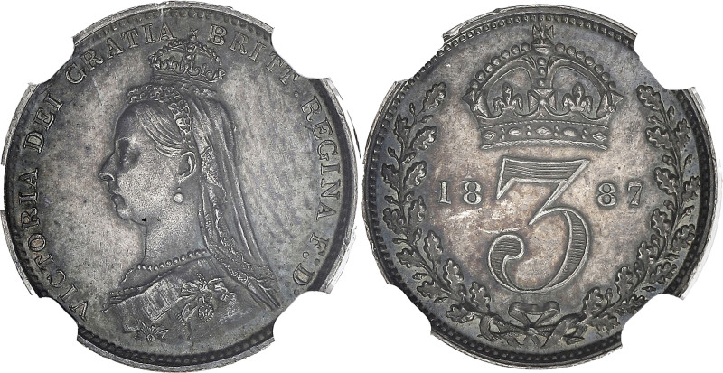 GRANDE-BRETAGNE
Victoria (1837-1901). 3 pence, jubilé de la Reine, Flan bruni (P...