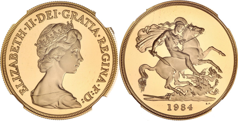 GRANDE-BRETAGNE
Élisabeth II (1952-2022). 5 pounds 1984, Londres. Fr.419 ; Or - ...