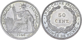INDOCHINE
Gouvernement provisoire de la République française (1944-1946). Essai de 50 centimes 1946, Paris. Lec.264 ; Bronze-nickel - 12,63 g - 29 mm ...
