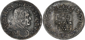 ITALIE
Massa di Lunigiano, Albéric II Cybo (1662-1690). 8 bolognini 1664. KM.38 ; Argent - 2,40 g - 21,5 mm - 6 h
TTB.