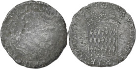 MONACO
Honoré II (1604-1662). Pezzetta ou pièce de 3 sols 1648, Monaco. G.MC11 ; Billon - 4,19 g - 25 mm - 10 h
Très rare. Si le revers est bien net, ...