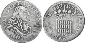 MONACO
Louis Ier (1662-1701). Douzième d’écu de 5 sols (luigino) 1662, Monaco. G.MC50 ; Argent - 1,89 g - 21 mm - 12 h
Usure régulière et patine grise...