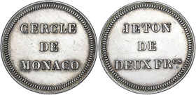 MONACO
Charles III (1853-1889). Jeton de deux francs ND (1863), Paris. G.MC122b ; Argent - 7,16 g - 28 mm - 12 h
Avec DEUX. Légèrement nettoyé. TTB à ...