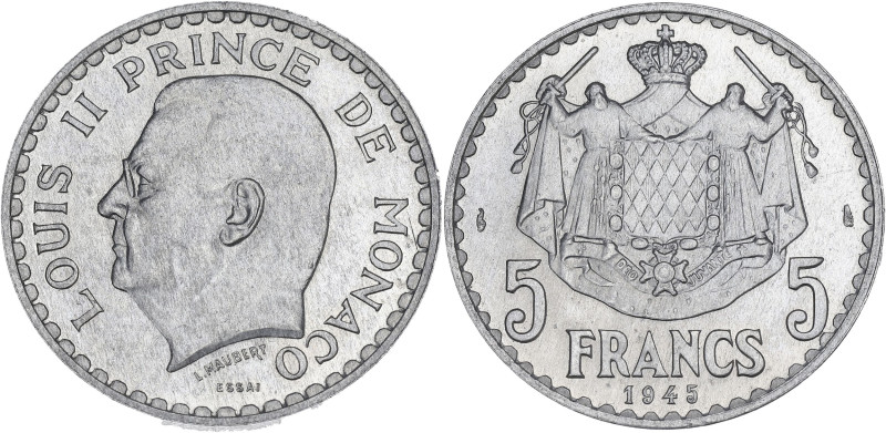 MONACO
Louis II (1922-1949). Essai de 5 francs en aluminium 1945, Paris. G.MC135...