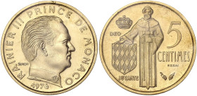 MONACO
Rainier III (1949-2005). Essai de 5 centimes 1976, Paris. G.MC145 ; Cupro-aluminium - 2 g - 17 mm - 6 h
Dans son sachet de la Monnaie de Paris....