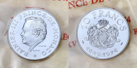 MONACO
Rainier III (1949-2005). Essai de 10 francs en argent, 25e anniversaire de règne 1974, Paris. G.MC156 ; Argent - 11,7 g - 26 mm - 6 h
Avec l’en...