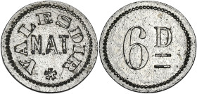 NOUVELLES-HÉBRIDES
Île d’Épi (Vanuatu). 6 denarius ND (1910-1920), Valesdir. Lec.66 ; Zinc nickelé - 1,76 g - 20 mm - 12 h
En zinc étamé ou zinc nicke...