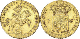 PAYS-BAS
Zeeland (Zélande), République des Sept Provinces-Unies des Pays-Bas (1581-1795). 7 gulden 1760. Fr.314 ; Or - 4,96 g - 21 mm - 11 h
Superbe....