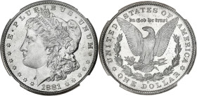 USA
République fédérale des États-Unis d’Amérique (1776-à nos jours). Dollar Morgan 1881, S, San Francisco. KM.110 ; Argent - 38 mm - 6 h
NGC MS 63 (3...