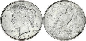 USA
République fédérale des États-Unis d’Amérique (1776-à nos jours). Peace dollar 1922, D, Denver. KM.150 ; Argent - 37,5 mm - 6 h
PCGS MS62 (8064763...
