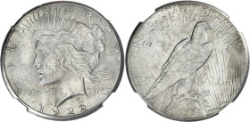 USA
République fédérale des États-Unis d’Amérique (1776-à nos jours). Peace dollar 1922, S, San Francisco. KM.150 ; Argent - 37,5 mm - 6 h
NGC MS 62 (...