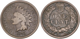 USA
République fédérale des États-Unis d’Amérique (1776-à nos jours). One cent tête d’indien (shallow N) 1870, Philadelphie. KM.90a ; Bronze - 3,07 g ...