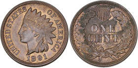 USA
République fédérale des États-Unis d’Amérique (1776-à nos jours). One cent tête d’indien 1891, Philadelphie. KM.90a ; Bronze - 3,17 g - 19 mm - 6 ...
