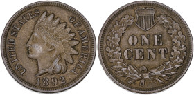USA
République fédérale des États-Unis d’Amérique (1776-à nos jours). One cent tête d’indien 1892, Philadelphie. KM.90a ; Bronze - 3,08 g - 19 mm - 6 ...