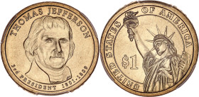 USA
République fédérale des États-Unis d’Amérique (1776-à nos jours). 1 dollar, Thomas Jefferson 2007, P, Philadelphie. Cupro-nickel aluminium - 26,5 ...