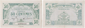 AFRIQUE ÉQUATORIALE FRANÇAISE - GOUVERNEMENT GÉNÉRAL DE L'A.E.F
50 centimes type 1917. P.1b.
Seulement 5 exemplaires connus pour le second type de sig...