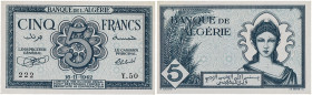 ALGÉRIE
5 francs type 16 novembre 1942. P.91.
Pr. NEUF.