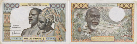 ÉTATS DE L’AFRIQUE DE L’OUEST
1000 francs Côte d'Ivoire (lettre A) type 20-3-1961. P.103Ac.
Signatures : Borna, Julienne (02).
SUP.