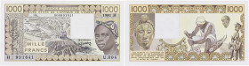 ÉTATS DE L’AFRIQUE DE L’OUEST
1000 francs Niger (lettre H) type 1981. P.607Hb.
Pr. NEUF.