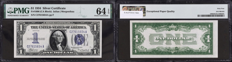 USA
1 dollar silver certificate type “funnyback” 1934. Fr.1606.
Type “Funnyback”...