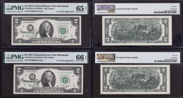 USA
Lot de 2 x 1 dollar courtesy autograph de Francine NEFF et numéros consécutifs 1976. Fr.1935-E.
Exceptionnel paire de billet avec numéros consécut...
