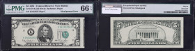 USA
5 dollars fauté avec début impression second billet et coupée sur la gauche recto 1981. Fr.1976-K.
Exceptionnel fauté avec le début d’un second bi...