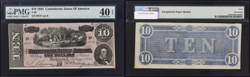 USA
10 dollars États confédérés d’Amérique 1864. T-68.
PMG 40 EPQ Extremely Fine...