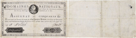 FRANCE
Assignat royal de 50 livres 30 avril 1792. P.A58 - Ass-28a.
Signature Courtot.
B.