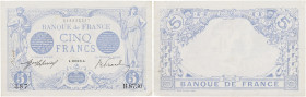 FRANCE
5 francs type 1905 Bleu à tête filigranée 10-11-1915. P.70 - F.02.33.
Un épinglage, deux coupures en marge à 15h et 16h. TTB.