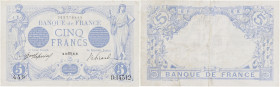 FRANCE
5 francs type 1905 Bleu à tête filigranée 29-10-1916. P.70 - F.02.44.
TTB+.