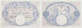 FRANCE
50 francs type 1889 “Bleu et rose” 6-1-1923. P.64g - F.14.36.
Magnifique pour un exemplaire de 100 ans de la Banque de France.
Un pli vertical ...