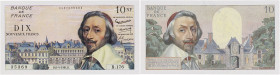 FRANCE
10 nouveaux francs type 1959 “Richelieu” 6-4-1961. P.142a - F.57.15.
Deux taches légères en bleu au verso à 12h. Pr. NEUF.