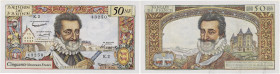 FRANCE
50 nouveaux francs type 1959 “Henri IV” 5-3-1959. P.143a - F.58.01.
Sept trous d'épingles, plis verticaux, billet frais et craquant. TTB+.