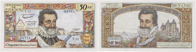 FRANCE
50 nouveaux francs type 1959 “Henri IV” 2-7-1959. P.143a - F.58.02.
Six trous d'épingles, plis verticaux, mais billet frais et craquant. Pr. SU...