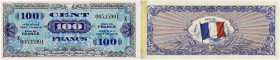 FRANCE
100 francs Drapeau type 6 juin 1944. P.118r - VF.20.03.
19 exemplaires connus dans l’inventaire FBOW.
Marge gauche au verso abîmée. TTB.