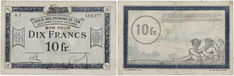 FRANCE
10 francs Régie des Chemins de Fer des Territoires Occupés (RCFTO) type 1...