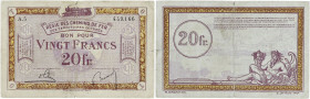 FRANCE
20 francs Régie des Chemins de Fer des Territoires Occupés (RCFTO) type 1923. HEN.08.02 - JP.135.08.
31 exemplaires dans l'inventaire.
Pr. TB....