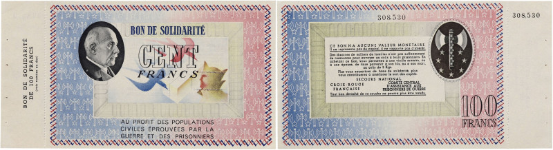 FRANCE
100 francs Bon de Solidarité type 1941. KL.10C.
Seconde guerre mondiale. ...