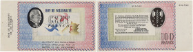 FRANCE
100 francs Bon de Solidarité type 1941. KL.10C.
Seconde guerre mondiale. Billet avec souche numéro 308 530. Verso comité central.
NEUF.