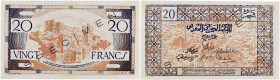 MAROC
20 Francs SPECIMEN ND (1943). P.39s - K.530s2.
SPECIMEN surchargé et imprimé en noir en oblique. Sans numéro et sans signature.
SUP.