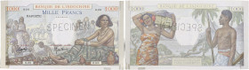TAHITI - BANQUE DE L’INDOCHINE
1000 francs SPECIMEN ND (1940). P.15as - K.516as.
Alphabet 0.00 - numéro 000 avec perforation SPECIMEN horizontale au n...