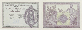 TUNISIE
20 francs type 3 avril 1945. P.18.
Banque de l'Algérie surchargé "Tunisie".
Pr. NEUF.