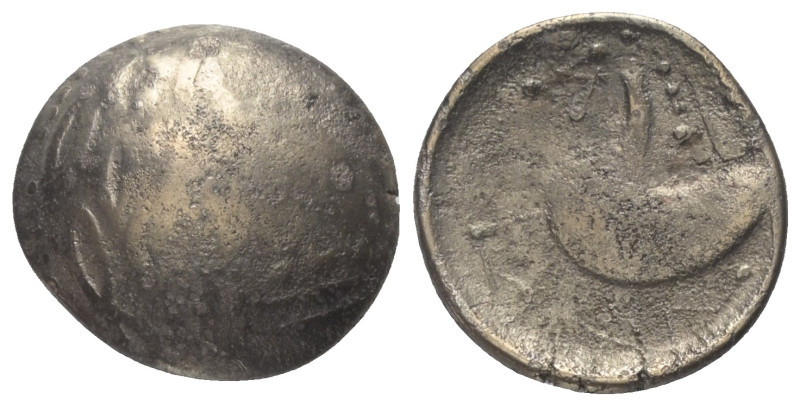 Ostkelten. Subkarpaten. Typ 'Schnabelpferd'.

 Tetradrachme (Silber).
Vs: Sti...