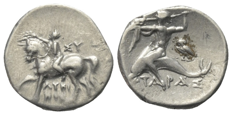 Kalabrien. Tarent.

 Didrachme oder Nomos (Silber). Ca. 272 - 240 v. Chr.
Vs:...