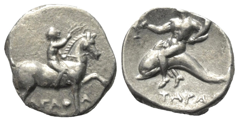 Kalabrien. Tarent.

 Didrachme oder Nomos (Silber). Ca. 272 - 240 v. Chr.
Vs:...