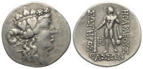 Inseln vor Thrakien. Thasos.

 Tetradrachme (Silber). Ca. 148 - 90 v. Chr.
Vs: Kopf des Dionysos mit Efeukranz und Tainia rechts.
Rs: Jugendlicher...