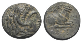 Königreich Makedonien. Kassandros (316 - 297 v. Chr.).

 Bronze. Ca. 316 - 305 v. Chr. Pella.
Vs: Kopf des jugendlichen Herakles mit Löwenfell rech...
