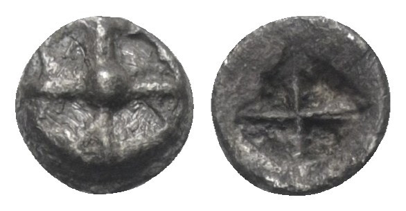 Attika. Athen.

 Obol (Silber) Wappenmünze. Ca. 545 - 515 v. Chr.
Vs: Vierspe...