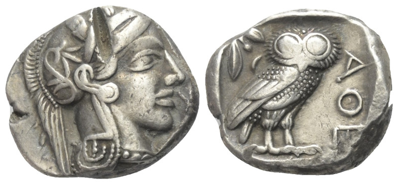 Attika. Athen.

 Tetradrachme (Silber). Ca. 454 - 404 v. Chr.
Vs: Kopf der At...