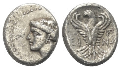 Paphlagonien. Sinope.

 Hemidrachme (Silber). Ca. 330 - 250 v. Chr.
Vs: Kopf der Sinope mit Sphendone links.
Rs: Adler nach oben fliegend, Kopf na...